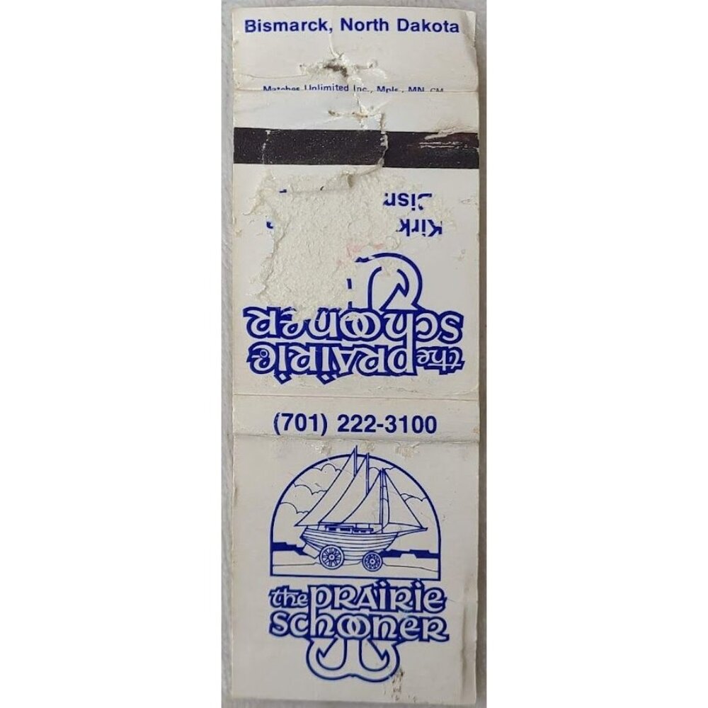 Vintage Matchbook Cover Prairie Schooner Bismarck ND North Dakota